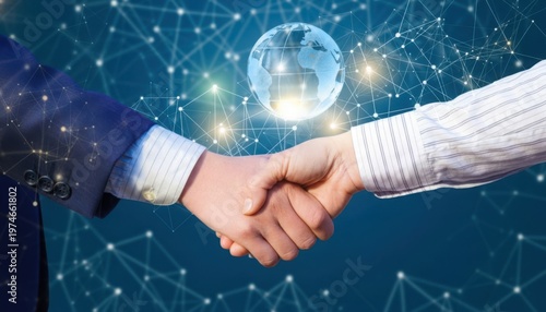 Business handshake representing global partnership and collaboration