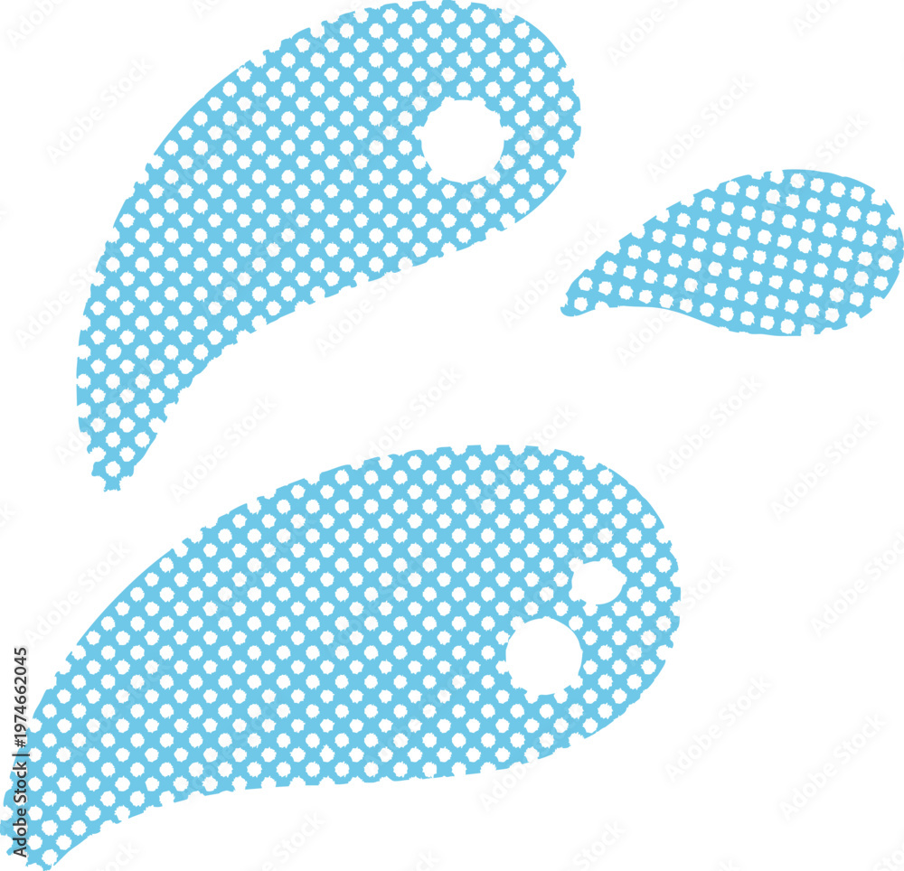 Naklejka premium 水色ドットの水しぶきイラスト 3滴 艶あり Adobe Illustrator Artwork