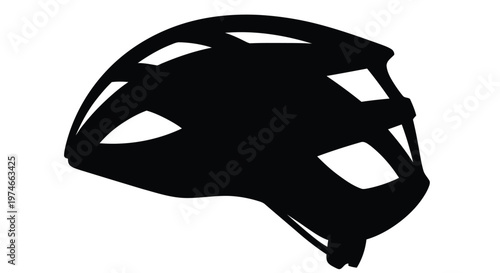 Black silhouette of a modern cycling helmet against a plain white background