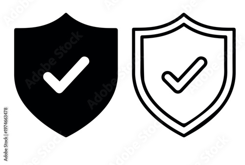 Free Download  Flat Shield Icon With Checkmark On White Background Vector - GFXLoad