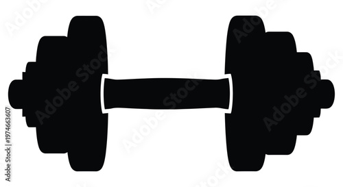 Black silhouette of a dumbbell a weightlifting tool for strength training