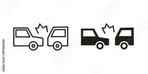 Rear end collision icon design vector. Flat and line vector Icon Design