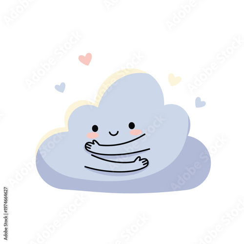 Cute Cloud Smiling Face Illustration.