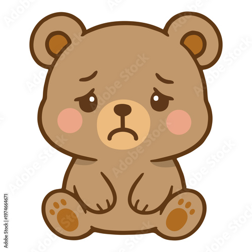 Sad Little Cartoon Teddy Bear Vector