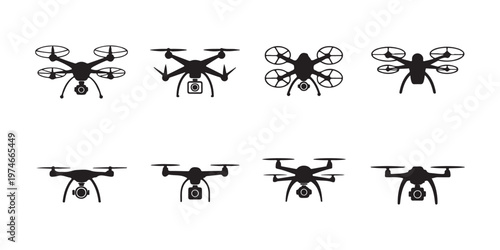 Set of black silhouettes of different firearms vector illustration isolated on white background.