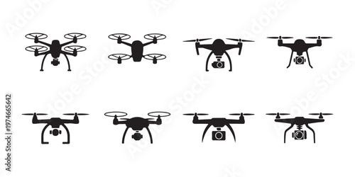 Set of black silhouettes of various modern firearms vector illustration isolated on white background.