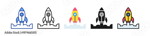 Rocket Icon Multi Style Illustration