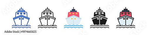 Ship Icon Multi Style Illustration