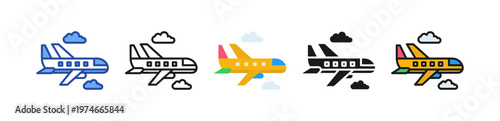 Plane Icon Multi Style Illustration