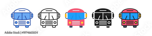 Bus Icon Multi Style Illustration