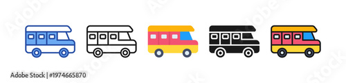 Camper Van Icon Multi Style Illustration
