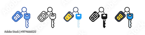 Car Key Icon Multi Style Illustration