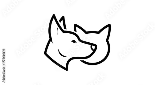 Dog and Cat Heads Side by Side.