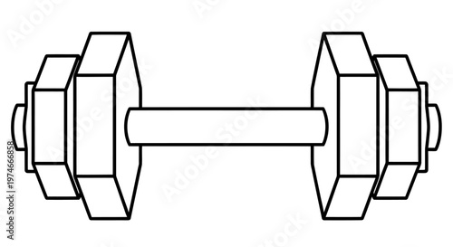 Simple line drawing of a barbell weight fitness equipment for strength training