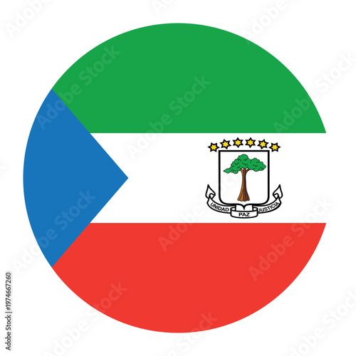 Round flag of Equatorial Guinea icon isolated on white background.