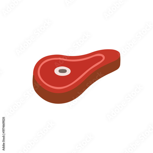 Fresh raw beef steak slice flat vector food icon