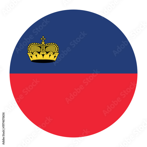 Round flag of Liechtenstein icon isolated on white background.