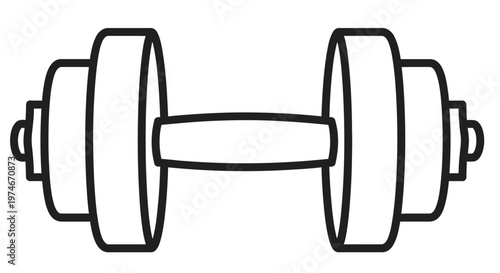 Simple line drawing of a barbell weight fitness equipment for strength training