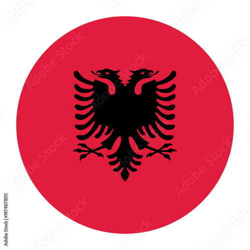 Obraz na płótnie Round flag of Albania icon isolated on white background.