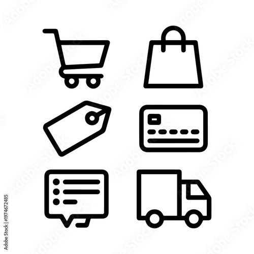 Ecommerce shopping icons for online store and delivery