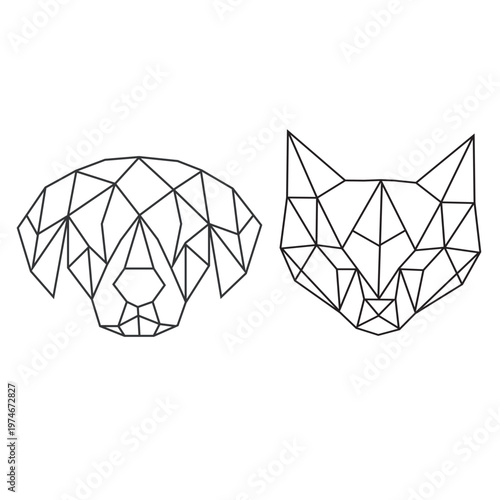 cat and dog logo design illustration