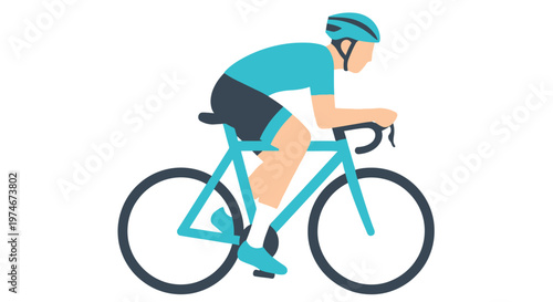 A stylized illustration depicts a cyclist riding a road bike in profile
