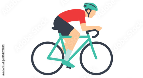 Illustration of a cyclist riding a road bike in a dynamic forward position