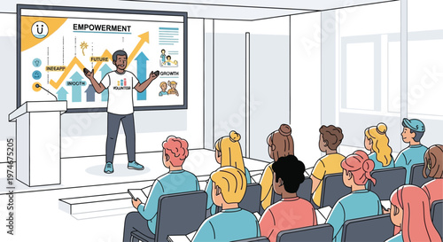 Man presenting empowerment strategies to an audience.