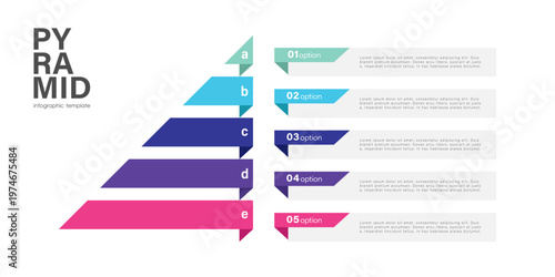 Infographic Pyramid, Triangle Chart, Timeline, Business 5 Steps to Success