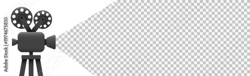 Flat Design of Vintage Movie Projector with Light Beam on transparent Background