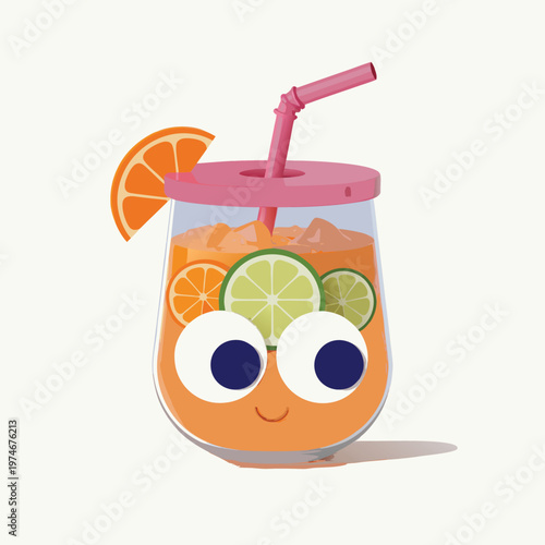 Cute Juice Glass 3D Icon