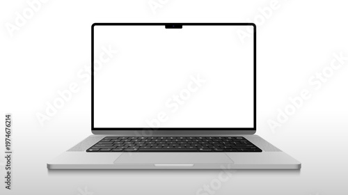 Laptop modern frameless with blank screen isolated on transparent background - super high detailed photorealistic esp 10 vector	