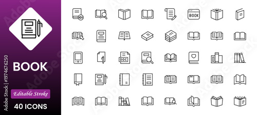 Book at center icon in different style vector illustration. Black book opened at center vector icons designed in outline, line and stroke style can be used for web,