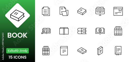 Book at center icon in different style vector illustration. Black book opened at center vector icons designed in outline, line and stroke style can be used for web,