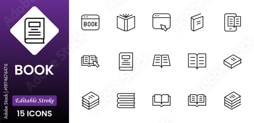 Book at center icon in different style vector illustration. Black book opened at center vector icons designed in outline, line and stroke style can be used for web,