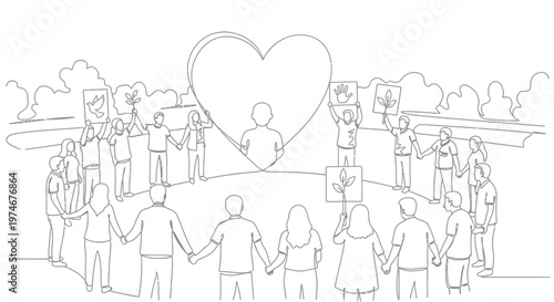 Diverse group of people holding hands.