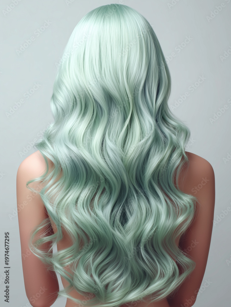 Fototapeta premium Pastel green long hair style