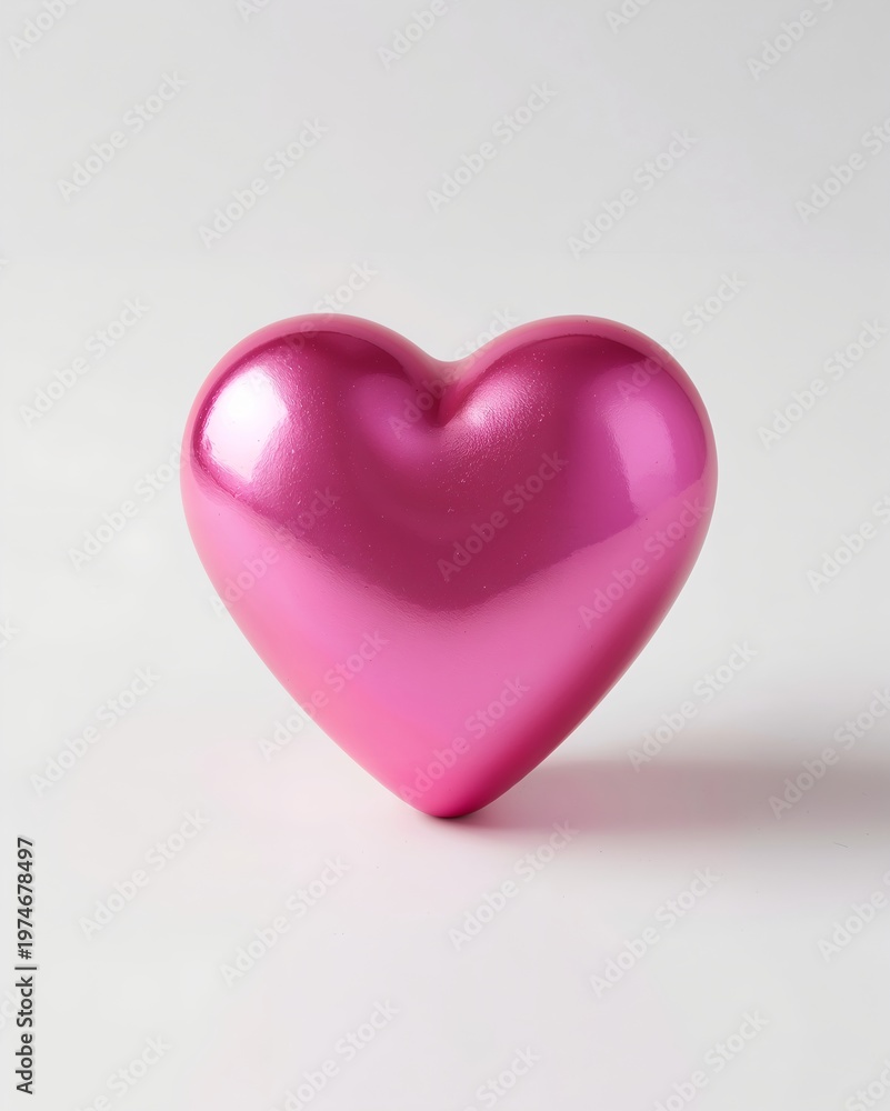 Obraz premium A close-up of a pink heart object, symbolizing love and affection. The glossy surface reflects the surrounding light