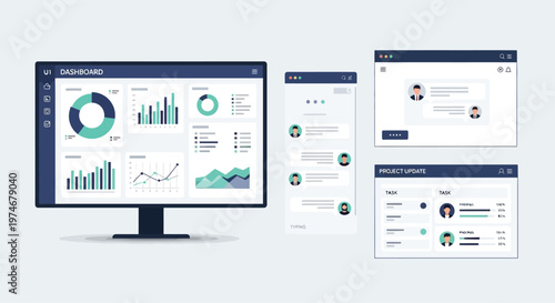 Modern Digital Dashboard and User Interface Design Elements.