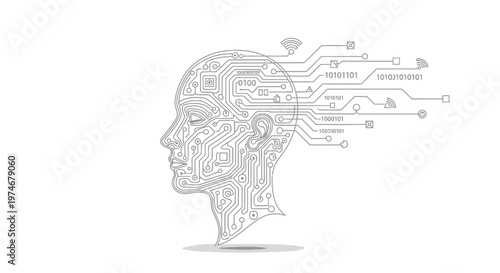 Circuit board human head profile view.
