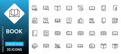 Book at center icon in different style vector illustration. Black book opened at center vector icons designed in outline, line and stroke style can be used for web,