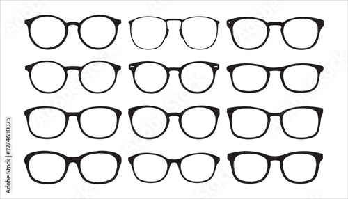Variety of eyeglasses frames styles for men and women optical glasses accessories trendy fashionable modern shapes collection.
