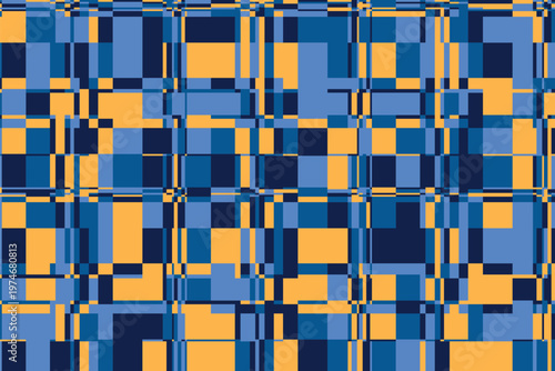 Abstract broken grid with glitch interference and layered stripes. The texture adds depth and movement.