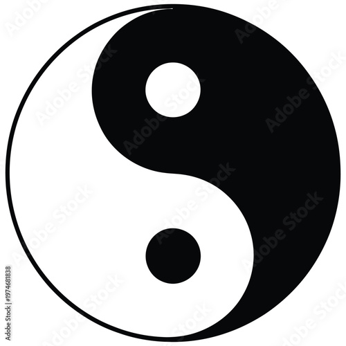 Black and White Yin Yang Symbol Vector Illustration