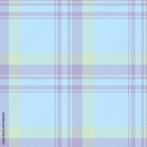 Repeating fabric pattern texture, fashionable textile check seamless. Seasonal background tartan plaid vector in light and indigo colors.