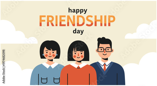 Happy friendship day vector illustration celebrating bonds with diverse friends perfect for greetings social media