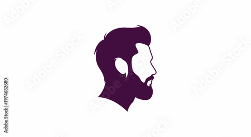 Man profile silhouette with beard and modern haircut
