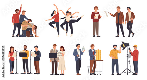 Creative Professionals Working Together: Performance, Film, Music, and Business Teams