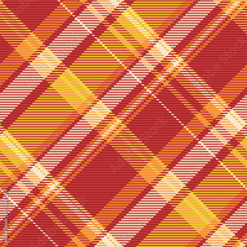 Ornament pattern background seamless, primary fabric check plaid. Menswear textile tartan texture vector in red and orange colors.