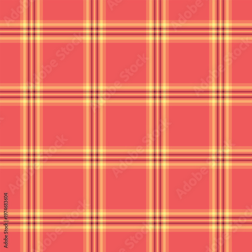 1970s pattern vector fabric, perfection background texture tartan. Bandana plaid textile check seamless in red and orange colors.